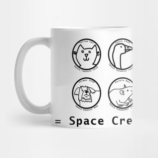 Space Crew 2420 Cat Goose Dog Rat Line Drawing Mug